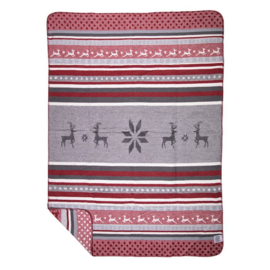 Plaid herten rood/grijs 130x180 cm