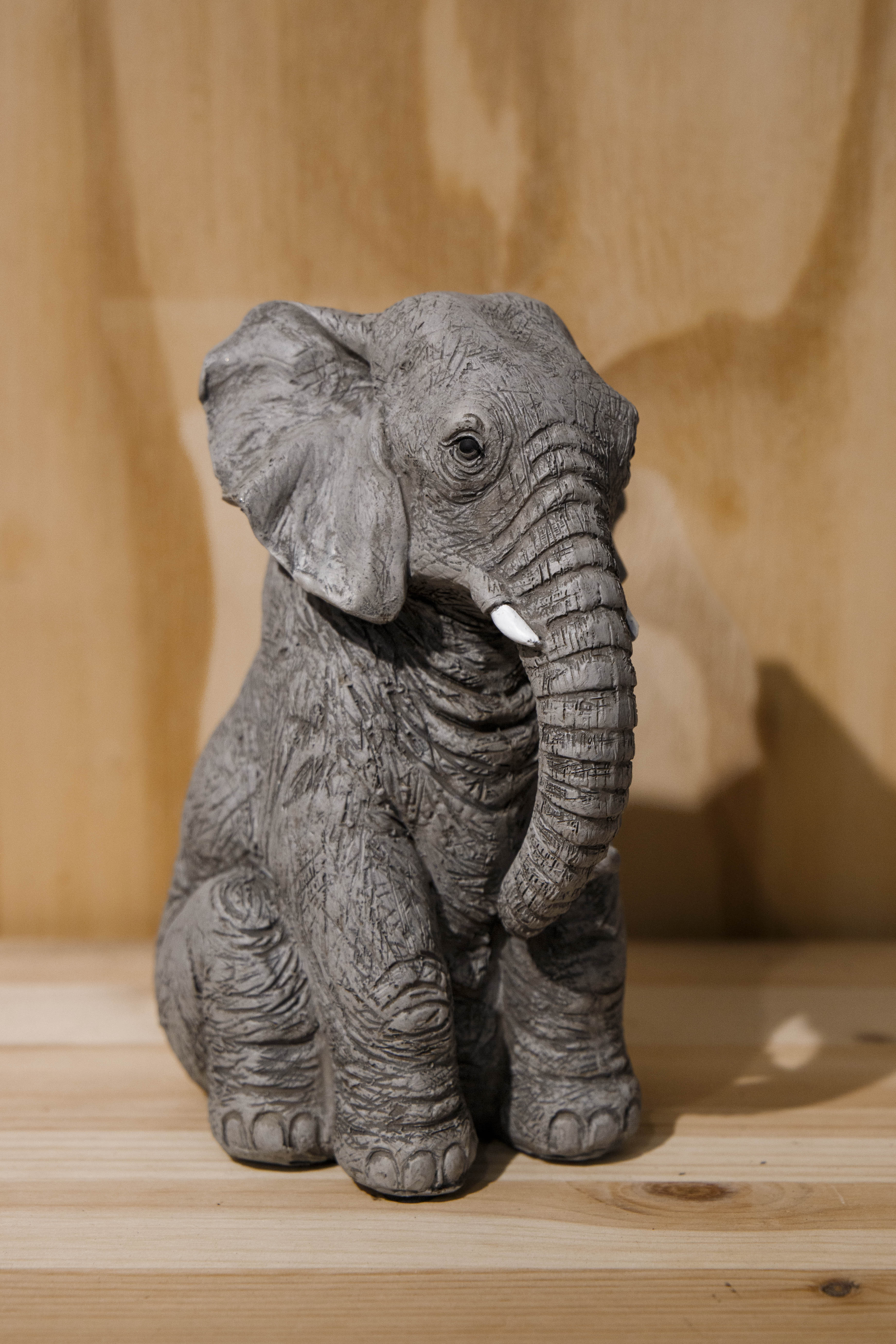 Zittende olifant - grijs