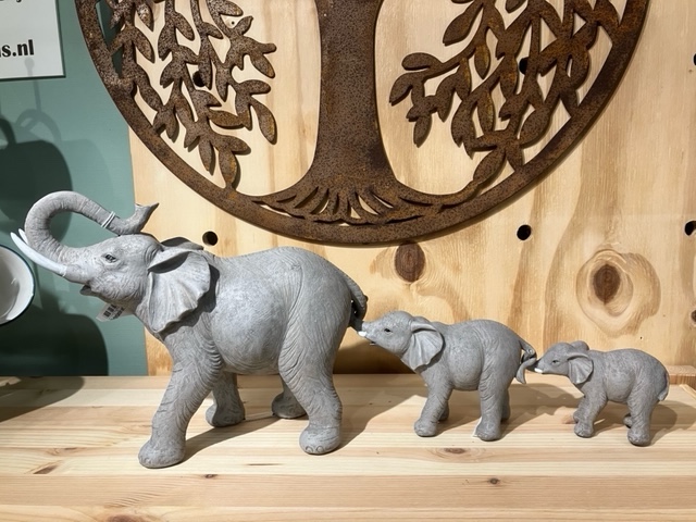 Olifanten familie set van 3 stuks - grijs