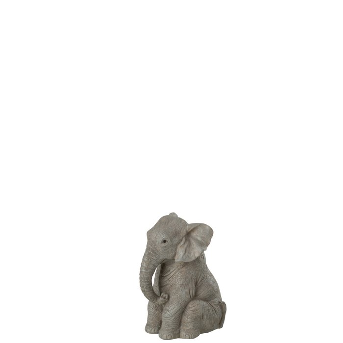 Zittende olifant - grijs