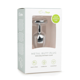 Zilverkleurige buttplug met hartvormige steen
