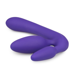 Drie dubbele voorbind dildo - paars
