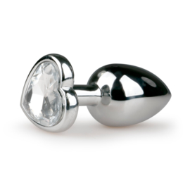 Zilverkleurige buttplug met hartvormige steen