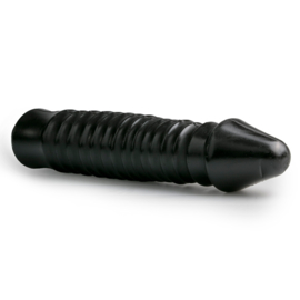XL dildo met geribbelde schacht - zwart