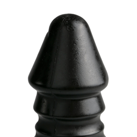 XL dildo met geribbelde schacht - zwart