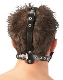 Fetisj hoofdmasker met mondbal en dildo