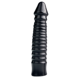 XL dildo met geribbelde schacht - zwart