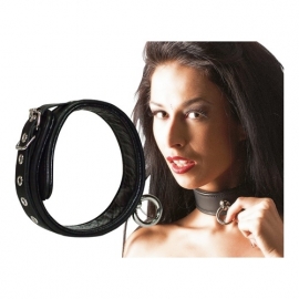Gladde lederen sm halsband met O-ring