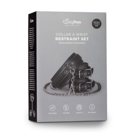 Leren halsband met handboeien
