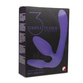Drie dubbele voorbind dildo - paars