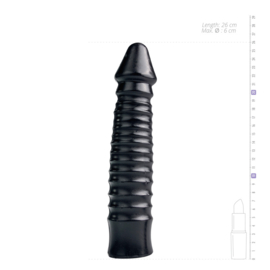 XL dildo met geribbelde schacht - zwart
