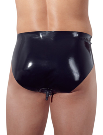 Latex slip met opblaasbare buttplug