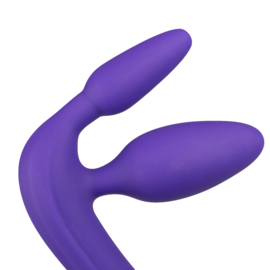 Drie dubbele voorbind dildo - paars