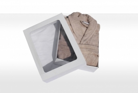 Badstof badjas A&R met sjaalkraag 100% katoen sand XXS t/m XXXL