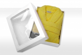 Badstof badjas A&R met sjaalkraag 100% katoen geel XXS t/m XXXL