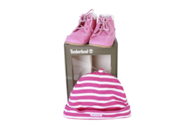 Timberland Babyboot met mutsje in kadoverpakking Fuchsia