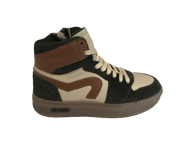 Hip H1665 half hoge sneaker Groen combi Bruin