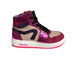 Pinocchio P1765 Sneaker Meisjes Halfhoog Fuchsia