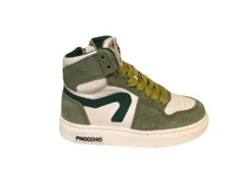 Pinocchio P1665 witte sneaker met groen accent