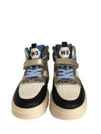 Hip H1164 Hoge Sneaker Beige Kobalt Roze