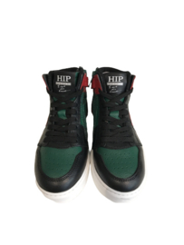 Hip H1665 half hoge sneaker Groen combi Rood