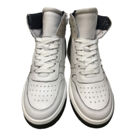 Hip H1301 Hoge sneakers Wit Blauw met veters en rits