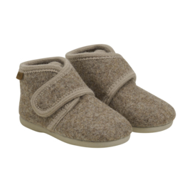 Enfant baby wool pantoffel met zooltje Walnut Melange