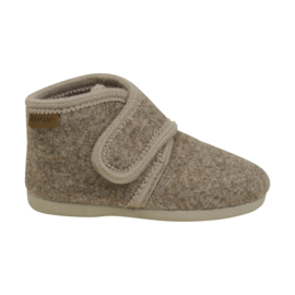 Enfant baby wool pantoffel met zooltje Walnut Melange