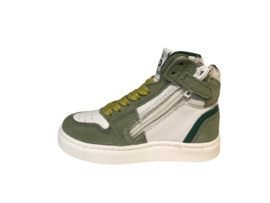 Pinocchio P1665 witte sneaker met groen accent