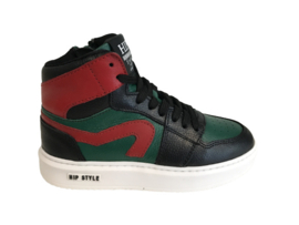 Hip H1665 half hoge sneaker Groen combi Rood