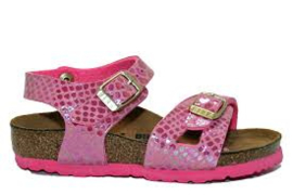 Birkenstock Rio shiny snake pink small