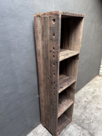Stoer grof houten railway truckwood hout kast kastje schap rek 175 industrieel landelijk vintage houten pootjes
