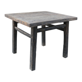 Unieke oude doorleefd vergrijsd houten tafel salontafel  eettafel bijzettafel restaurant bistro werkbank kookeiland keukeneiland landelijk stoer industrieel 95 x 90 x H79 cm