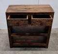 Oud houten sidetable ladekast 2 lades schappen wandmeubel stoer landelijk