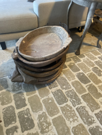 Prachtige grote robuuste houten schalen schaal kom bak landelijk stoer