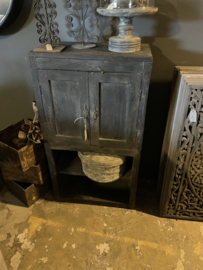 Oud grijs kastje kast keukenkast halkastje schap rek  landelijk stoer 120 x 56 x 30 cm 2 deurs en schappen