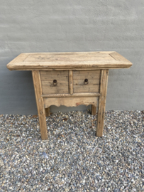 Oud houten Sidetable haltafel met 2 lades ladekast sideboard landelijk stoer