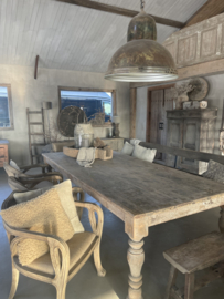 Grote orginele oude “ antieke” vergrijsd houten eettafel tafel 275 cm landelijk stoer sober