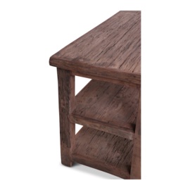 Stoere oud vergrijsd houten landelijke salontafel sidetable tvmeubel schap rek 160 x 45 x H60 cm televisie Bassano landelijk