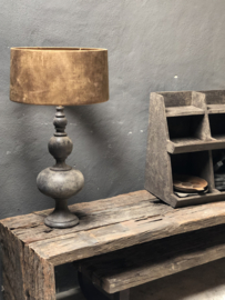 Prachtige shabby smoked lamp tafellamp schemerlamp inclusief kap zwart grijs bruin landelijk stoer