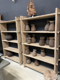 Grote oude houten kast schap rek Roomdivider kamerscherm landelijk stoer Scandinavisch boho Ibiza boekenrek boekenkast