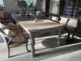 Grote orginele oude “ antieke” vergrijsd houten eettafel tafel 275 cm landelijk stoer sober