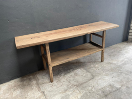 Stoere oude houten Sidetable wandtafel met onderplank landelijk