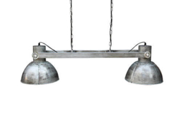 Industriele landelijke hanglamp plafond lamp metaal 2 kappen 110 cm zink grijs industrieel landelijk stoer vintage