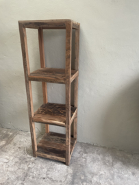 Stoer landelijk ruw houten rek kast kastje schap hoekmeubel 150 cm