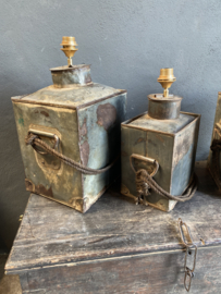 Stoere metalen lamp lampevoet industrieel grijsbruin