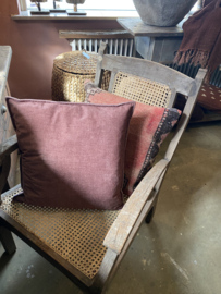 Prachtig oud roze rose terra cognac vintage kussen 50 x 50 cm  boho