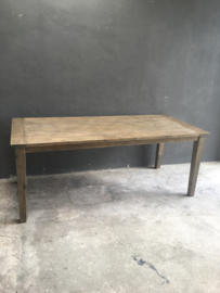 Vergrijsd houten eettafel teakhout teakhouten tafel eettafel landelijk stoer 200 x 90 x H79 cm stoer