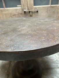 Hele gave Bruine oud metalen ronde tafel bistro eettafel keukentafel rond 90 cm landelijk stoer vintage industrieel