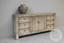 Prachtig oud vergrijsd houten dressoir sidetable sideboard 180 cm kast landelijk stoer ladekast televisie